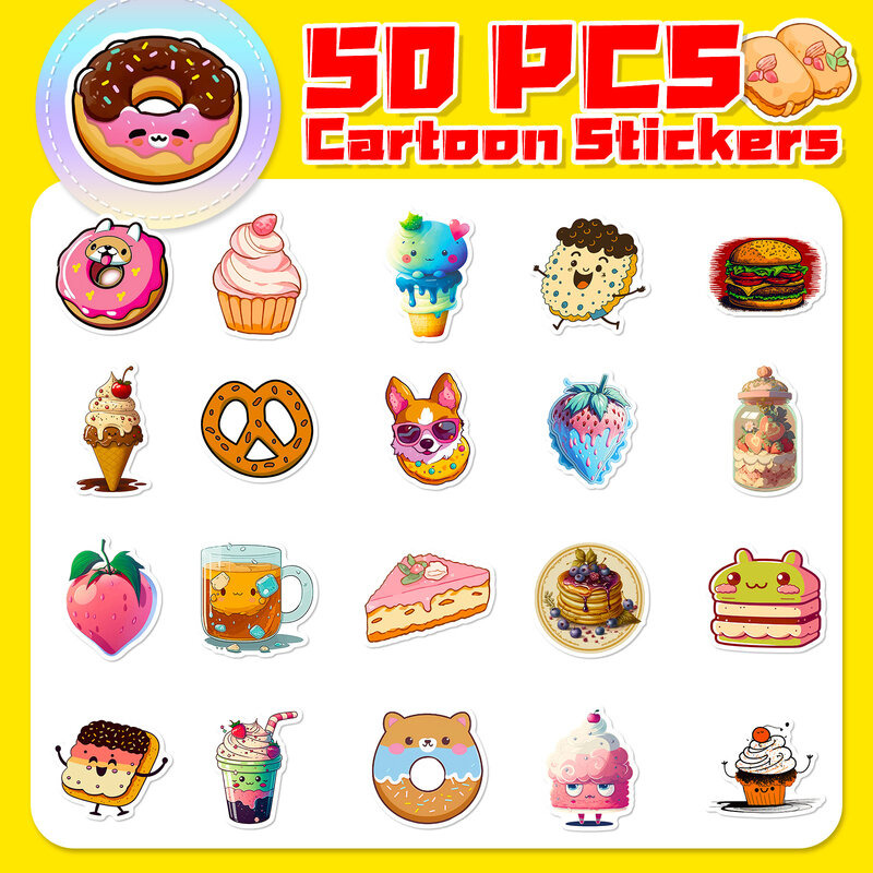 50Pcs Cartoon Cat Donut Series Graffiti Stickers Suitable for Laptop Helmets Desktop Decoration DIY Stickers Toys Wholesale