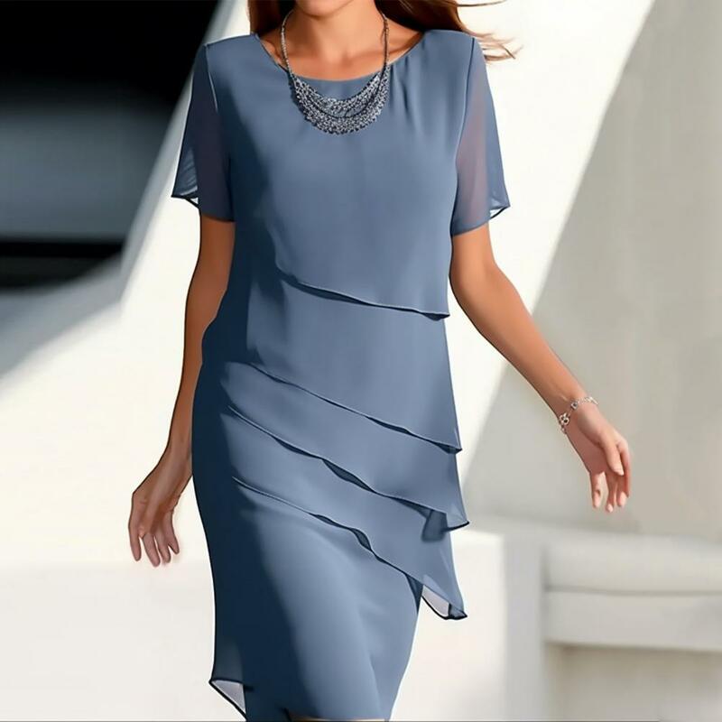 Элегантное шифоновое платье средней длины для женщин, однотонное Плиссированное вечернее платье с шортами для отпуска