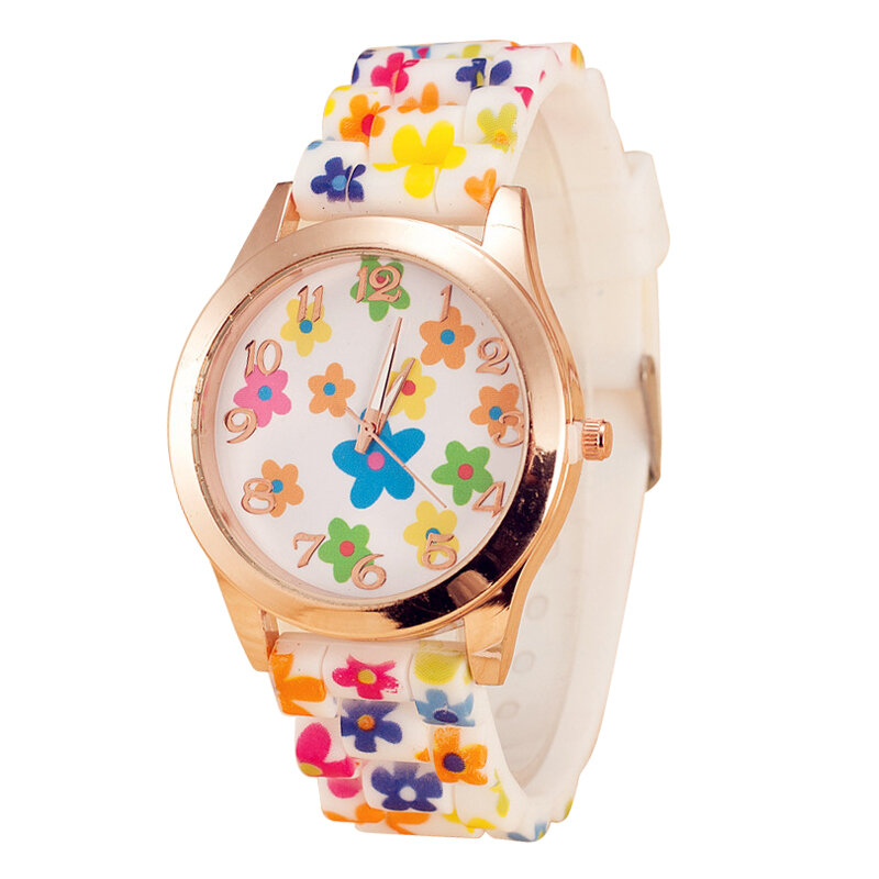 Reloj de pulsera con patrón de flores para mujer, 1/3 piezas, diseño multicolor impresionante, elegante, de lujo, a la moda