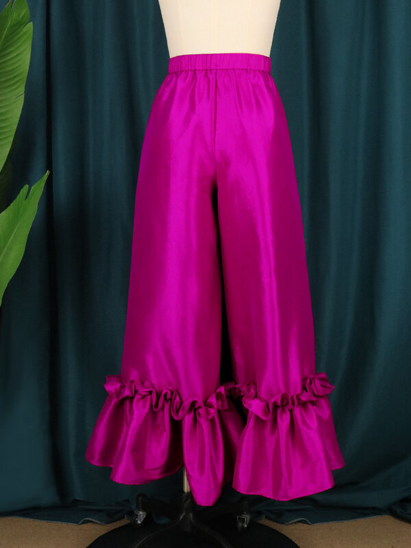 Nowe seksowne spodnie z szerokimi nogawkami dla kobiet w jednolitym kolorze damskie kombinezony ubrania imprezowe 2024 letni Trend spodnie do tańca damskie spodnie