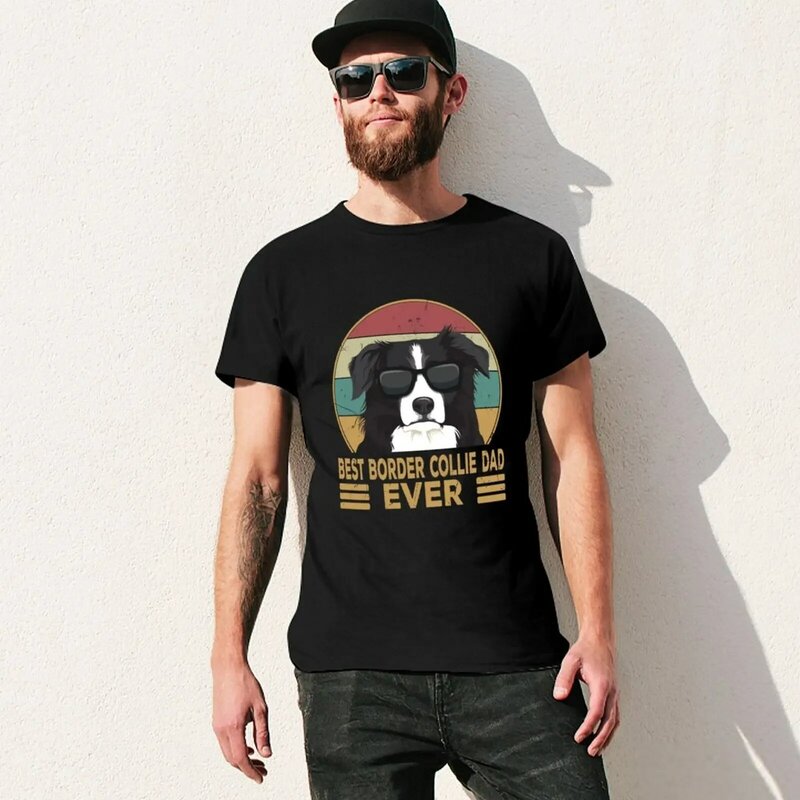 Beste Grenze Collie Papa jemals T-Shirt Kurzarm T-Shirt Rohlinge übergroße T-Shirts für Männer Baumwolle