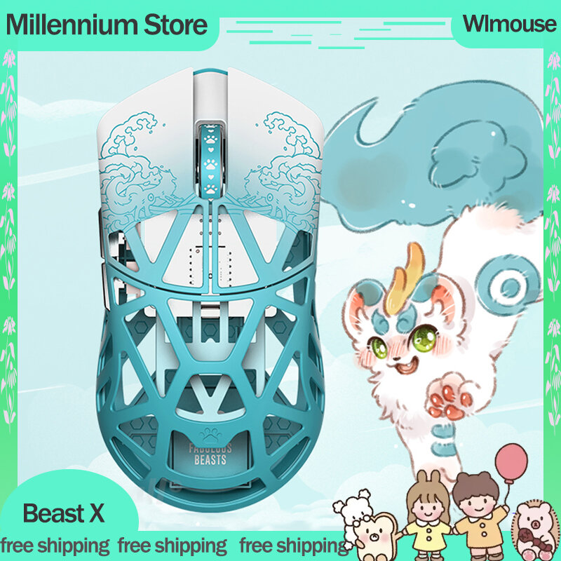 Nuovo Wlmouse Beast X Gamer Mouse 2 modalità 2.4G Mouse Wireless leggero lega di magnesio Cute Anime PAW3395 TTC Wheel Gaming Gifts