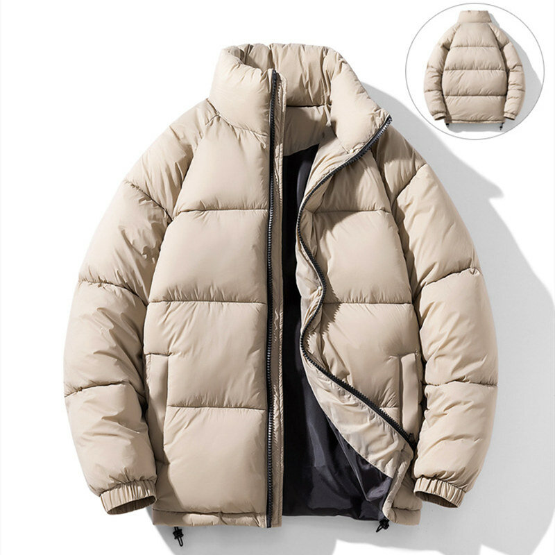 Veste d'hiver en Nylon pour hommes, col montant, manches longues, poches Cardigan, ample, solide, épais, mode, doudoune décontractée