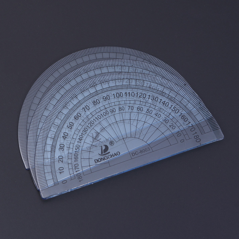 Transportador de matemáticas de plástico transparente, 36 piezas, 180 grados, 180 grados, 180 grados, 180 grados