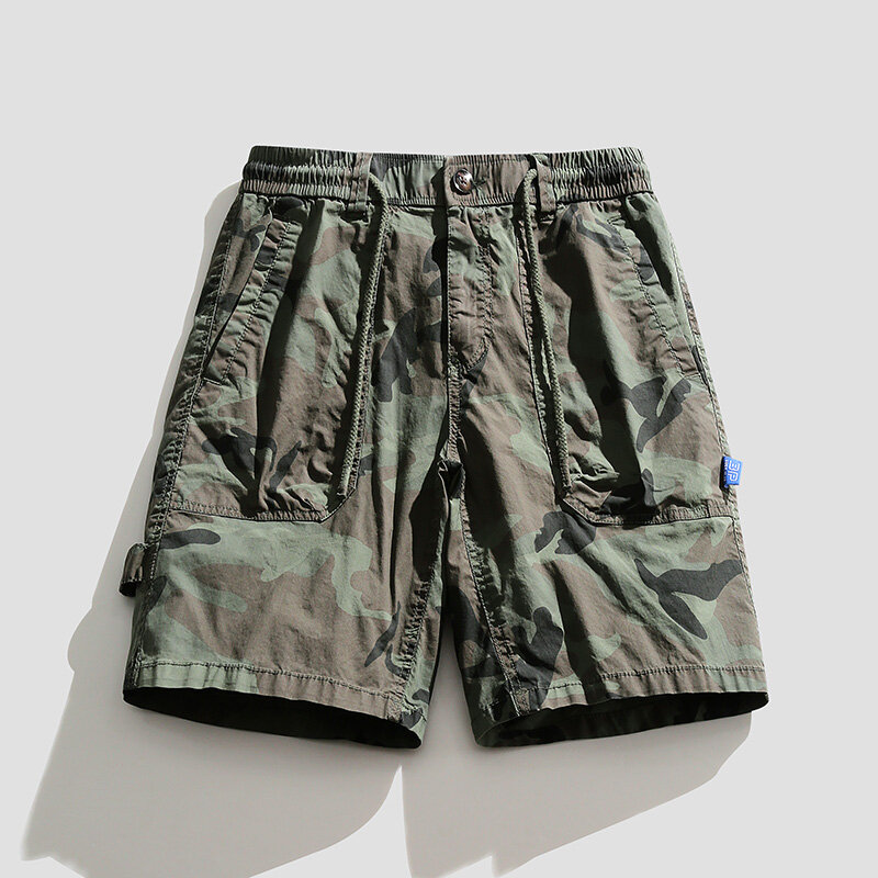 Pantalones cortos de camuflaje para hombre, Shorts Cargo con múltiples bolsillos, cintura elástica, para senderismo al aire libre