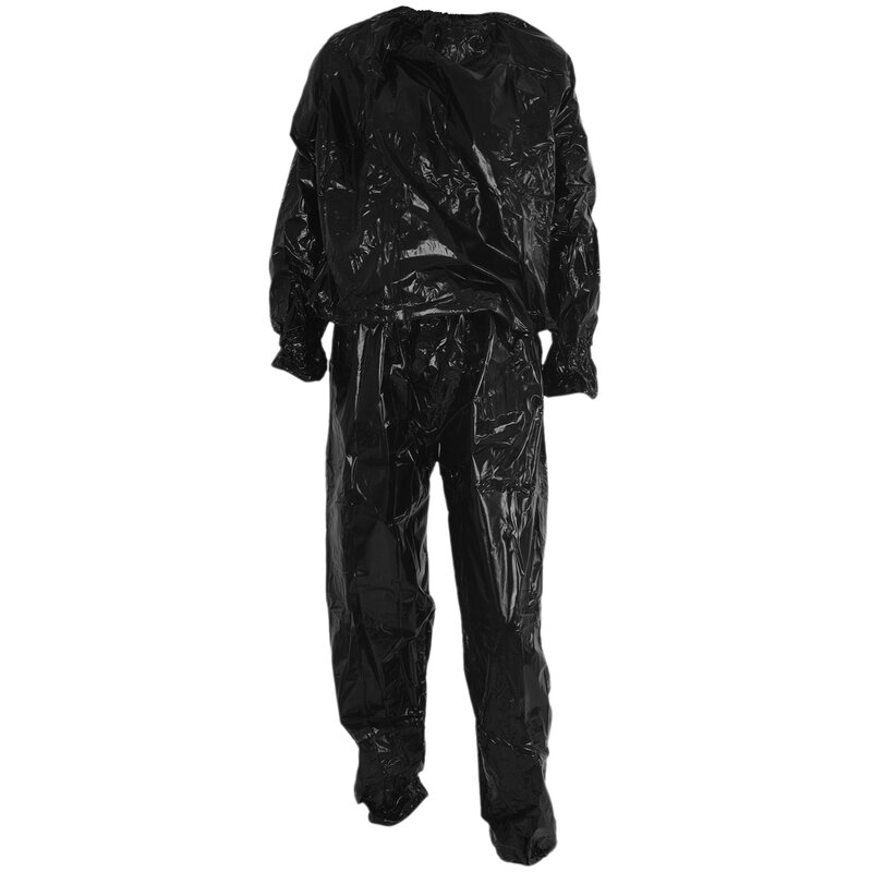 Heavy Duty Fitness Weight Loss Sweat Suit Exercise Gym Anti-Rip Black XXXL
