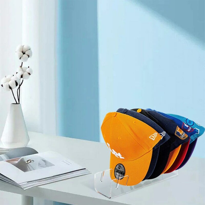 7-Holes Acrylic Hat Organizer for Baseball Caps, Hat Holder for 7 Baseball Caps, No Install, Display Stand for Bedroom, Closet
