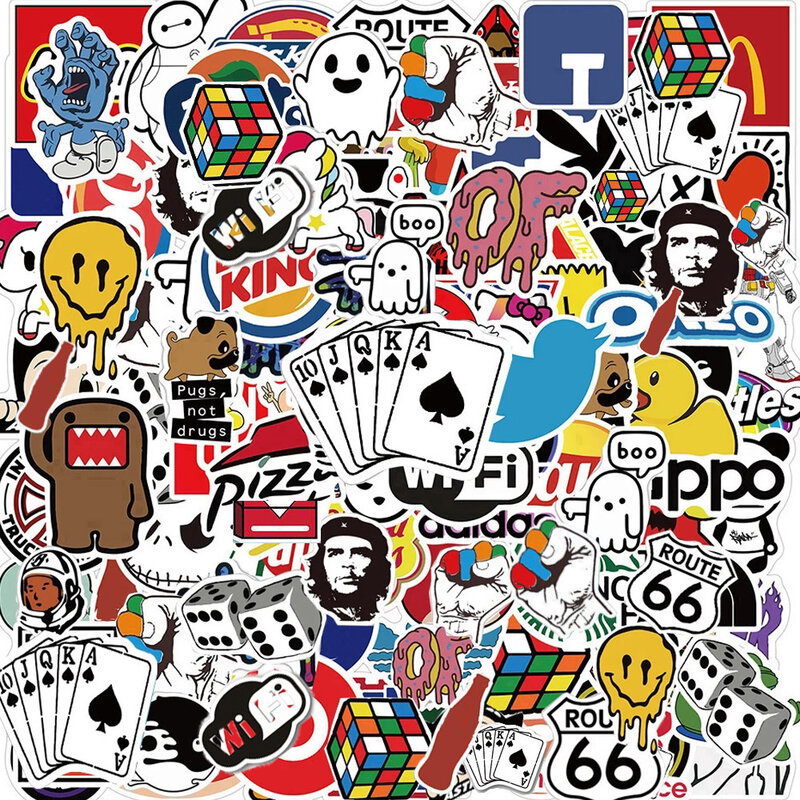 Cool Brand Logo Adesivos para Crianças, Motocicleta Estética, Telefone, Carro, Skate, Laptop Adesivo, Decalque de Brinquedo Clássico, Moda, 50,100 Pcs