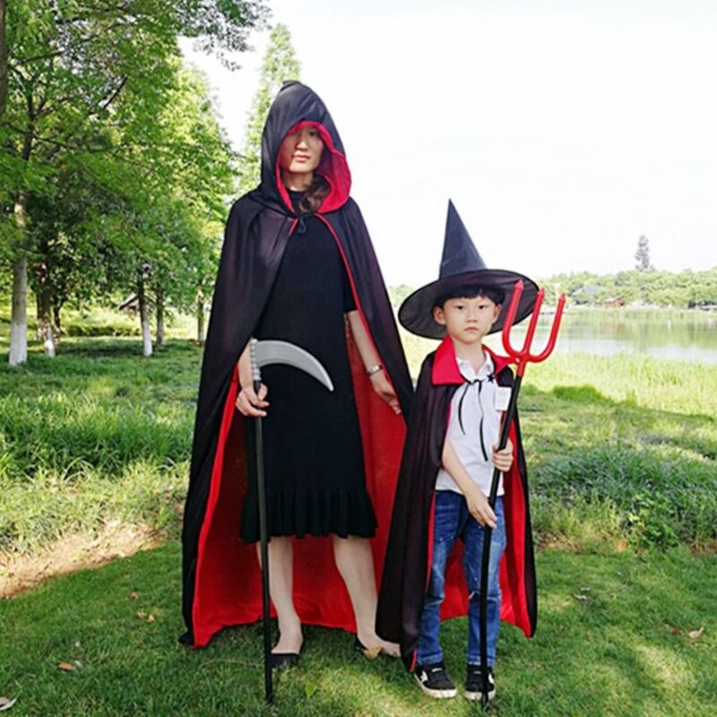 Makeup Props Halloween Vampire Cape Worn on Both Sides Fancy Dress Costume Pirate Cape Standing Collar Black Red Dracula Cloak
