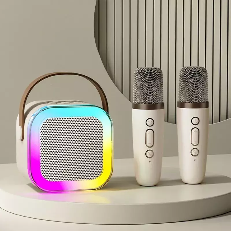 K12 mesin Karaoke portabel Bluetooth 5.3 PA sistem Speaker dengan 1-2 mikrofon nirkabel hadiah anak-anak bernyanyi rumah keluarga