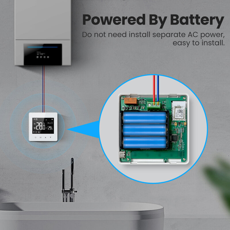 AVATTO-Contrôleur de température à batterie, fonctionne avec Tuya, WiFi, Zigbee, ThermoandreSmart Home, bomicrophone à gaz, Alexa, Google Home