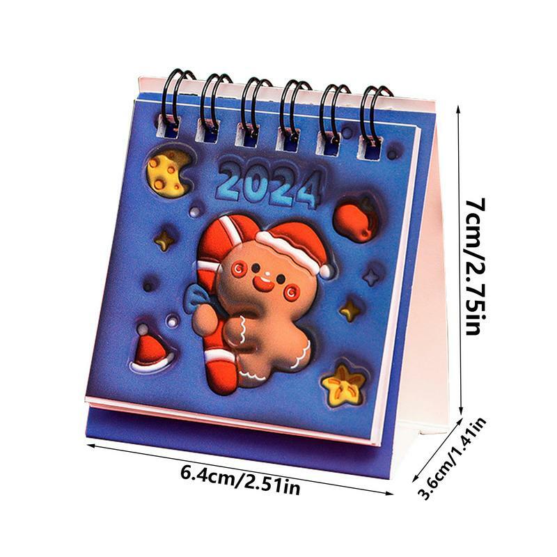 Calendario de escritorio de papel grueso, calendario mensual de año de Navidad, fácil de leer, portátil, duradero, 2024-2023, 2024