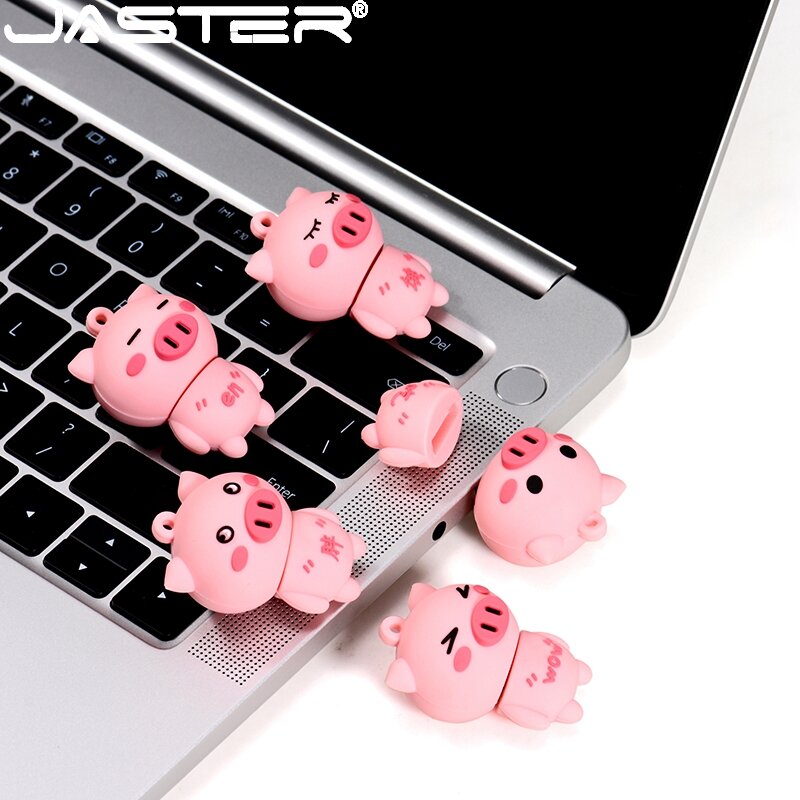 JASTER Cute Pink Pig USB 2.0 Flash Drives 64GB 32GB Creative gifts Pen drive 16GB 8GB Memory stick Pendrive Gifts for children