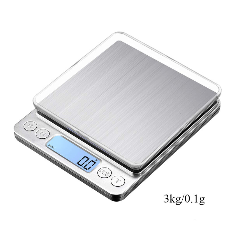 Balança de Cozinha Digital com Display LCD, Pequena Escala Jóias, Balanças Alimentares, Peso Digital Grama, Oz, 3000g, 0.1g