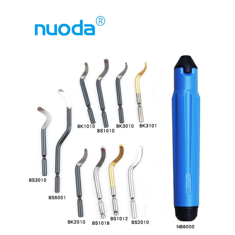 1 Set Tools Fixed Handle Plastic Burr Pocket Knife NB1100 Scraper+10pc BS1010 Mixed Blades Trimming Neaten Deburring Head Cutter