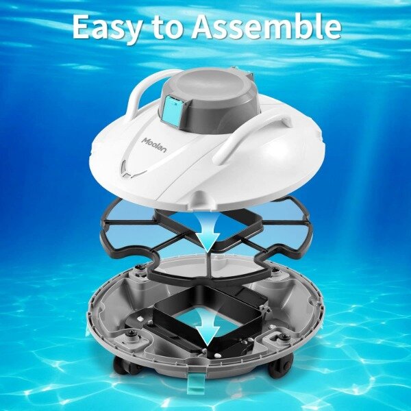 Moola-aspirador de piscina sem fios 140 cm, aspirador robótico, motor duplo, estacionamento sem manobrista, duração máxima