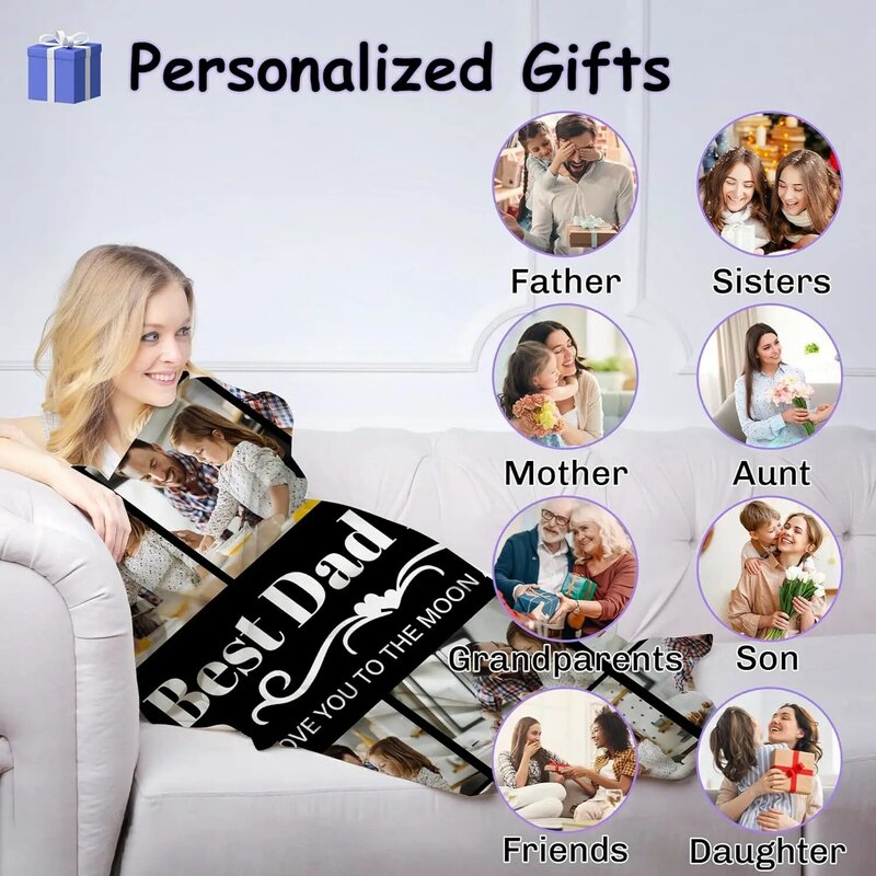 Coperta personalizzata con foto per papà, foto personalizzata per papà, regalo di compleanno unico per il miglior papà, padre, marito e uomo