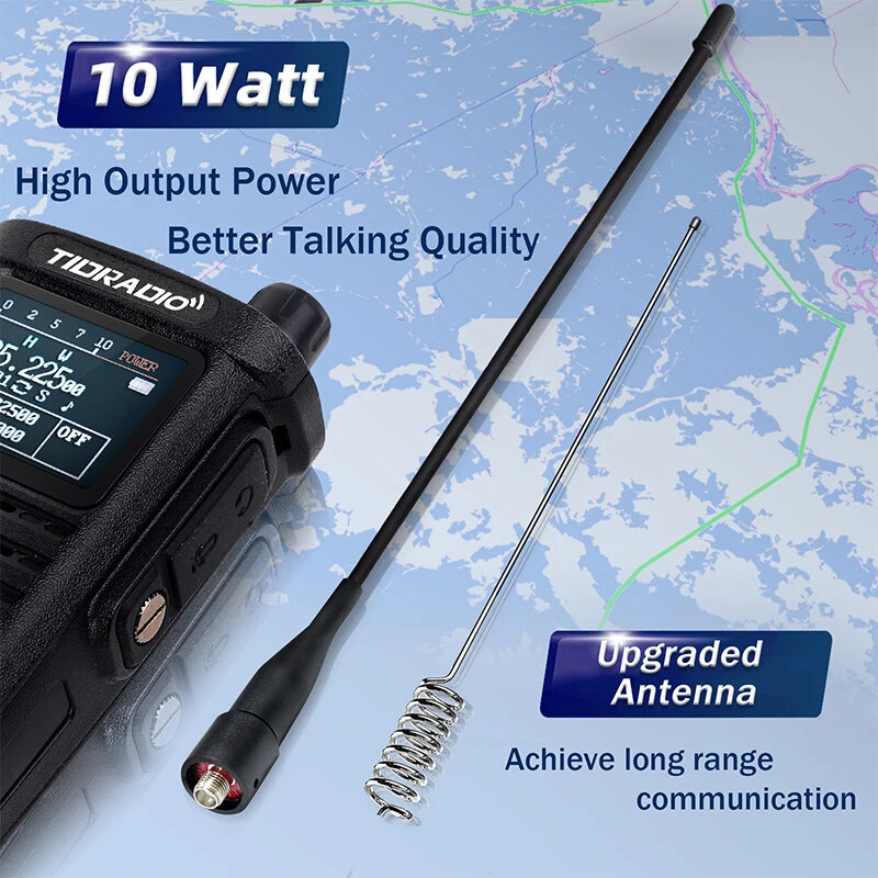Рация 2-го поколения TIDRADIO TD H8 10 Вт, радиостанция с большим радиусом действия, беспроводное управление через приложение для телефона, двухдиапазонное VHF UHF USB-C Ham GMRS