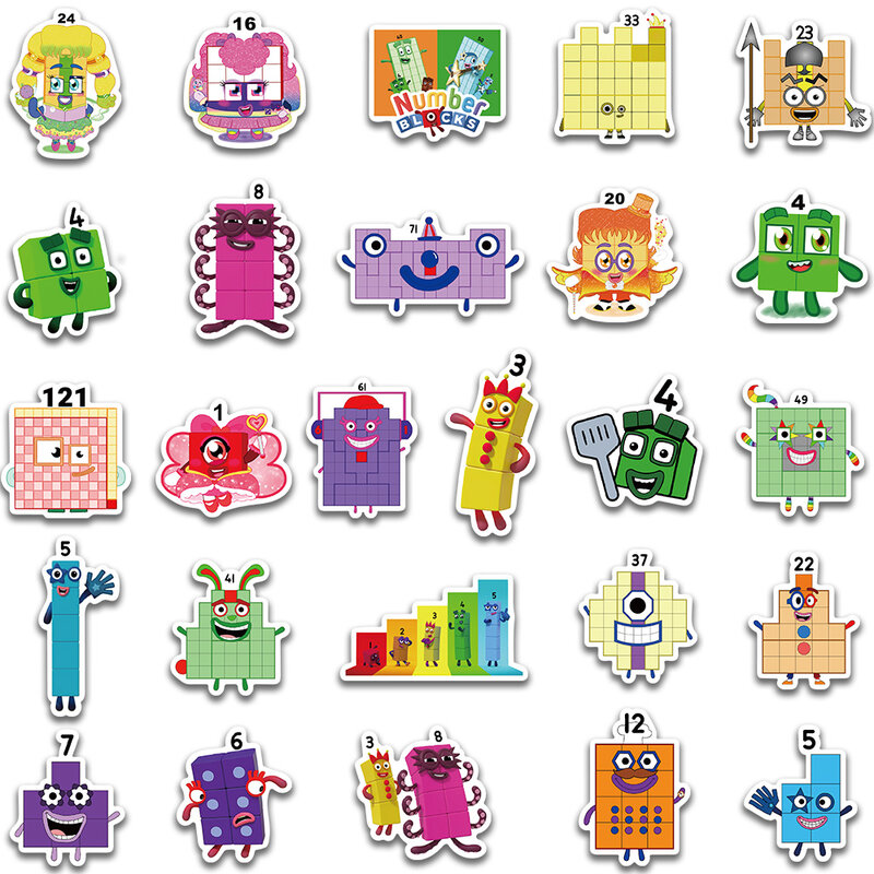 10/50pcs Cute Cartoon Anime Numberblocks Stickers For Laptop Luggage Phone Cup Waterproof Graffiti Bicycle Car Decals Kids Toy
