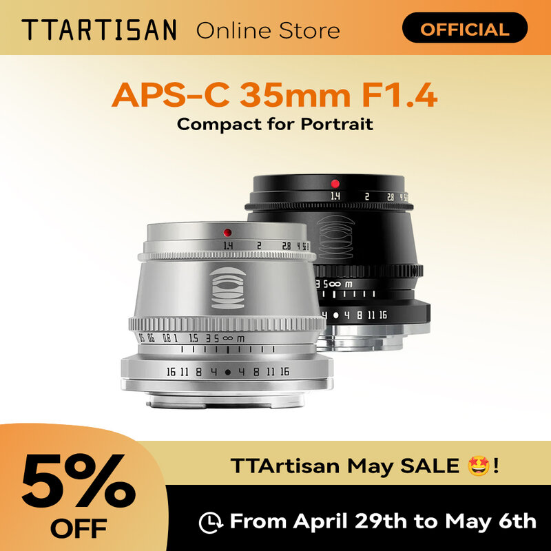 TTArtisan-lente principal de APS-C F1.4 de 35mm, lente de cámara para Sony E Mount Fujifilm XF Canon M Leica L Nikon Z Panasonic Olympus M43