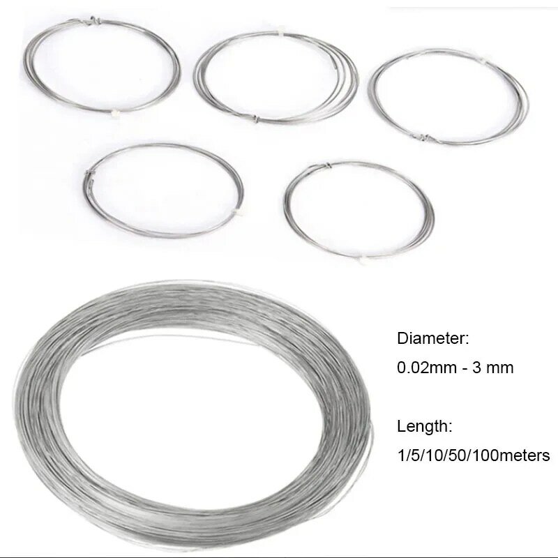 Cable de elevación suave, cuerda de alambre de acero inoxidable, diámetro 0,02mm-3mm, longitud 1/5/10/50/100 metros, 304