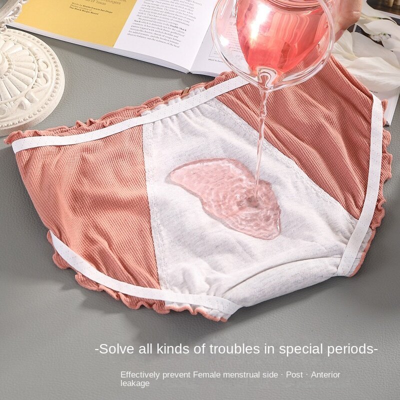 Nowy duży rozmiar figi damskie modalne bawełniane japońskie wafle menstruacyjne szczelne bawełniane majtki z kroczem antybakteryjne