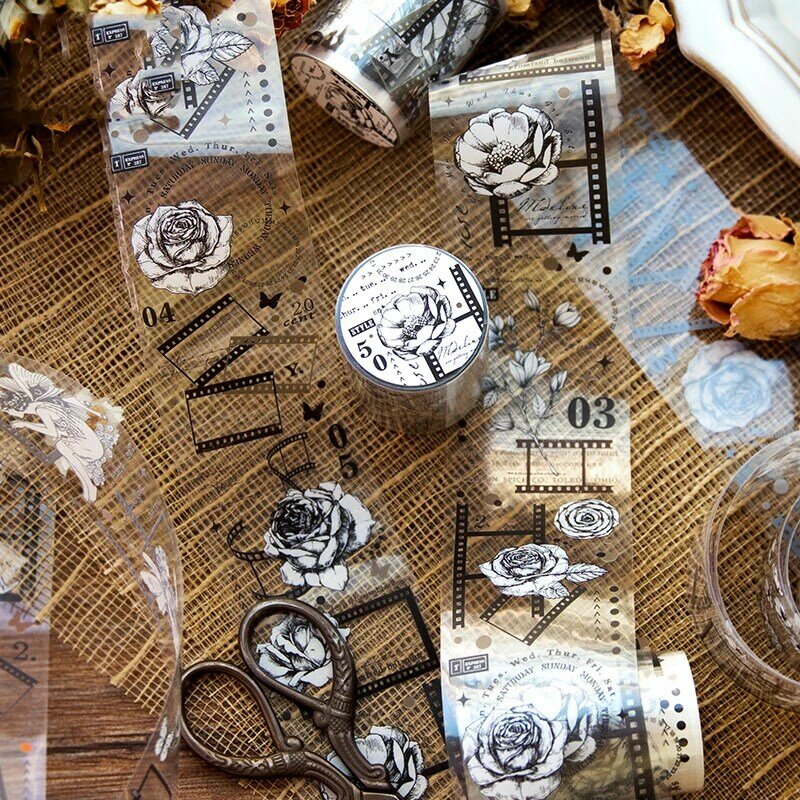 Journamm 50mm * 2m ins transparente Haustier bänder Vintage Film DIY Scrap booking Collage Briefpapier Dekor Journal ing Materialien Bänder
