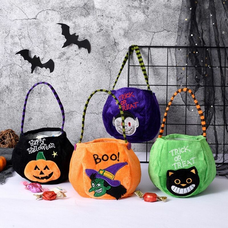 子供のためのクリエイティブなパターンのハンドバッグ、ハロウィーンのキャンディーバッグ、魔女の黒い猫のハンドバッグ、かわいいカボチャの贈り物、1個