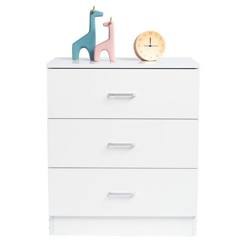 Set Of 2 Dresser 3-Tier Drawers Nightstand Organizer Storage Bedroom Cabinet