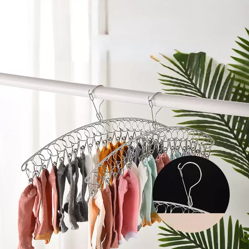 6/8/10/20PCS Stainless Steel Clothes Drying Hanger Windproof Sock Rack Underwear Rack Sock Clip Hook Artifact Hanger for Clothes
