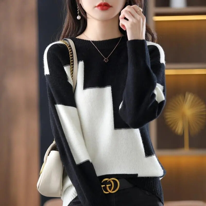 2023 New Winter Women's Cashmere Basic Sweater Pullover O-neck Casual Fashion Pure Color High Quality Warmth Comfort