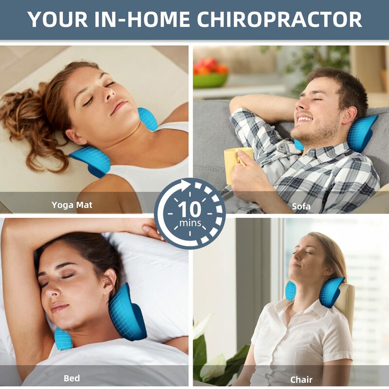 Massage Pillow Neck Shoulder Stretcher Relaxer Cervical Chiropractic Traction Device for Pain Relief Cervical Spine Alignment