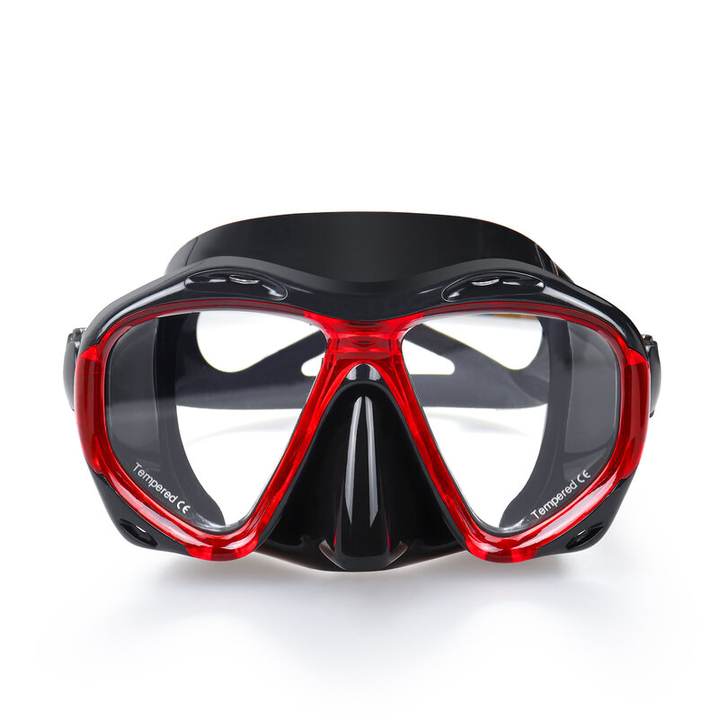 Máscara de mergulho com snorkel, óculos panorâmicos HD anti-nevoeiro, saia de silicone, máscara de vidro temperado para adultos e jovens