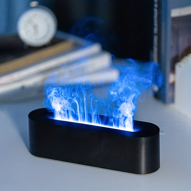 Portátil USB Colorful Flame Mini Difusor, Aroma de Névoa Legal Doméstico, Difusor De Óleo Essencial, Umidificador De Ar H2o