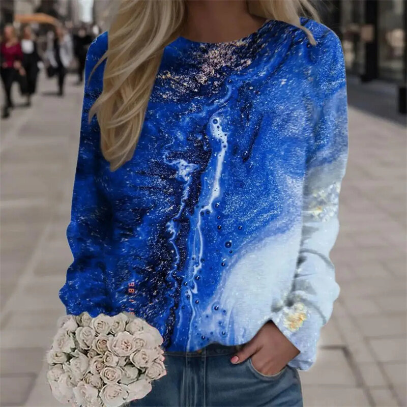 하라주쿠 3D 레오파드 스팽글 패턴 인쇄 스웨터, 소녀 패션 멋진 풀오버, 여성 스트리트웨어 의류, 겨울 풀오버