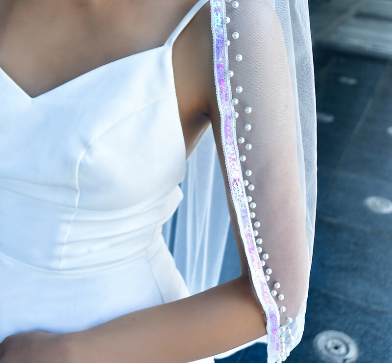 الحجاب الزفاف طبقة واحدة ، الغزل عادي ، نمط ماكياج العروس ، BL4053