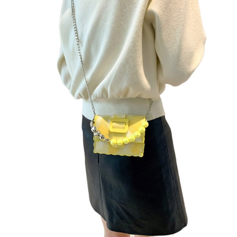 女性と女の子のためのチェーン付きのスタイリッシュなミニショルダーバッグ,口紅用のファッショナブルなウォレットバッグ