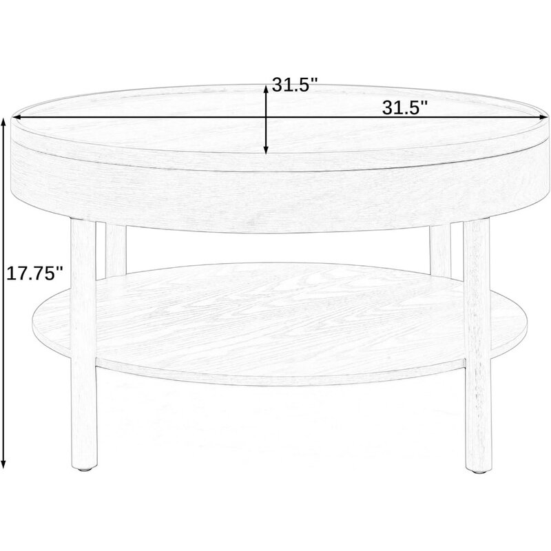 Okrągły stolik kawowy, nowoczesny stół do pokoju dziennego z 3-warstwowym 31.5 Cal obrotowym blatem, 3-warstwowym stolik do herbaty drewna