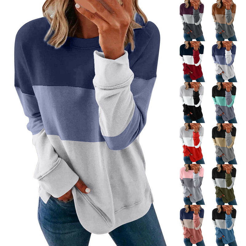 Свитшот женский с длинным рукавом и круглым вырезом, модный тонкий пуловер свободного покроя, повседневный удобный топ в стиле Харадзюку, весна-осень
