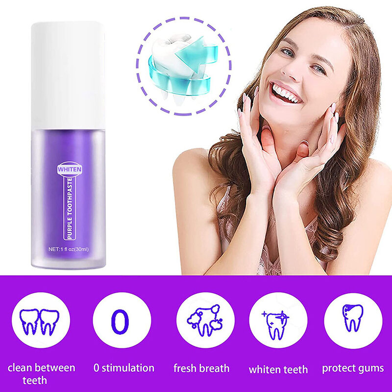 V34 Teeth Whitening toothpaste Mousse Effectively Remove Yellow Plaque Smoke Stain Dental Repair Bright Cleaning Oral Care 30ml