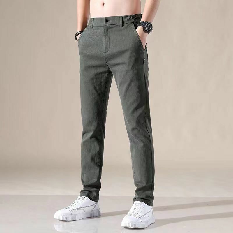 Summer Fashion Harajuku Slim Fit Male Clothes Loose Casual Trousers All Match Wide Leg Pants Solid Pockets Straight Leg Pants