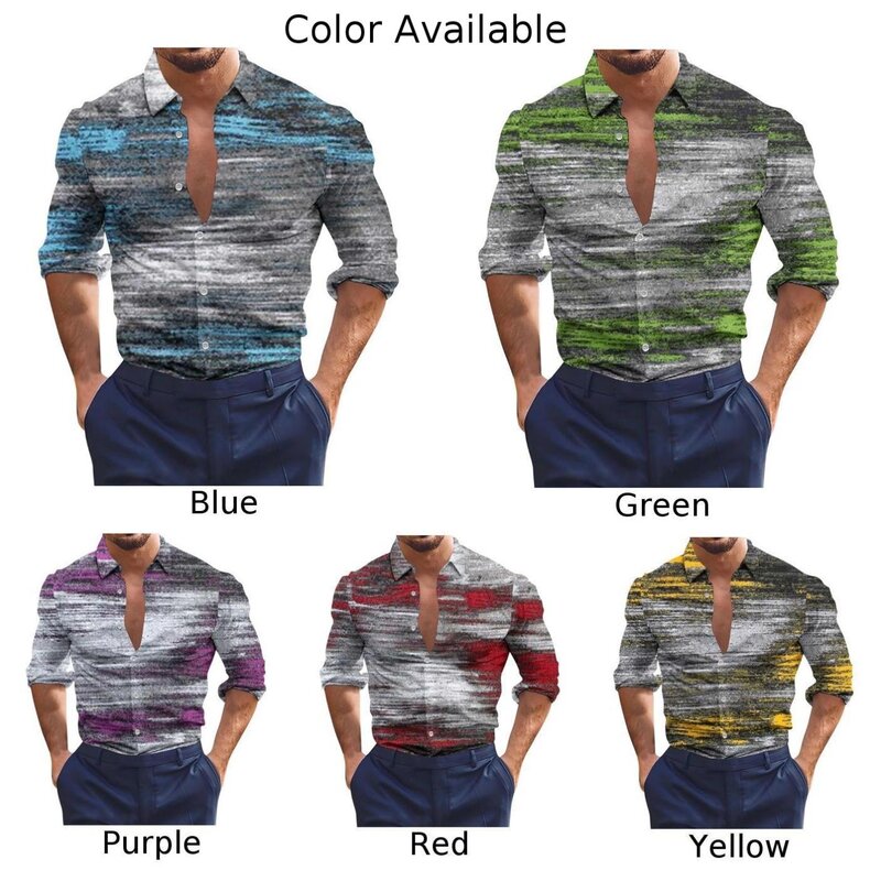 Top Shirt Fitness manica lunga Mens Muscle Party t-Shirt stampata Button Down Casual Collared Dress Up Party Casual