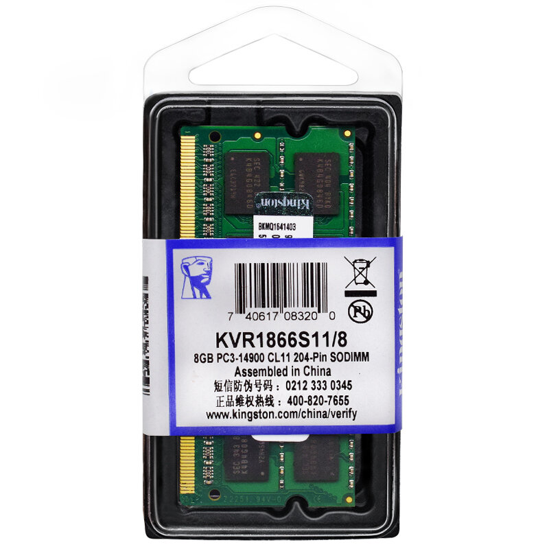 Kingston-Ram DDR3L DDR3 para portátil, 2 piezas, 8GB, 4GB, 1066, 1333, 1600, 1866Mhz, SODIMM, PC3-8500, 10600, 12800, doble canal