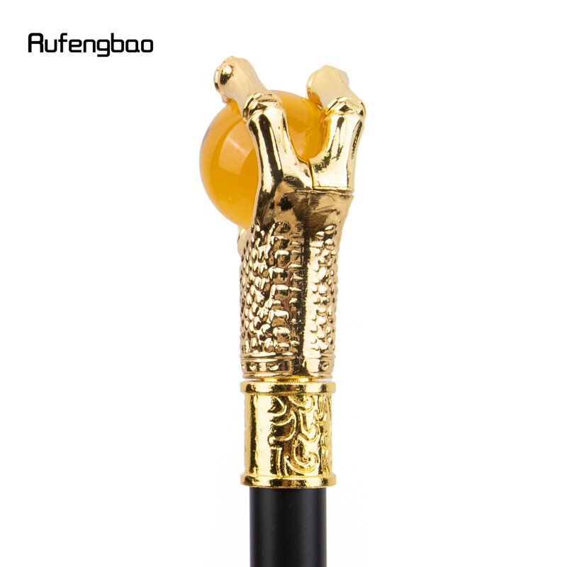Naga cakar pegangan oranye kaca bola emas tongkat berjalan mode dekoratif tongkat Cosplay tongkat Crosier 93cm