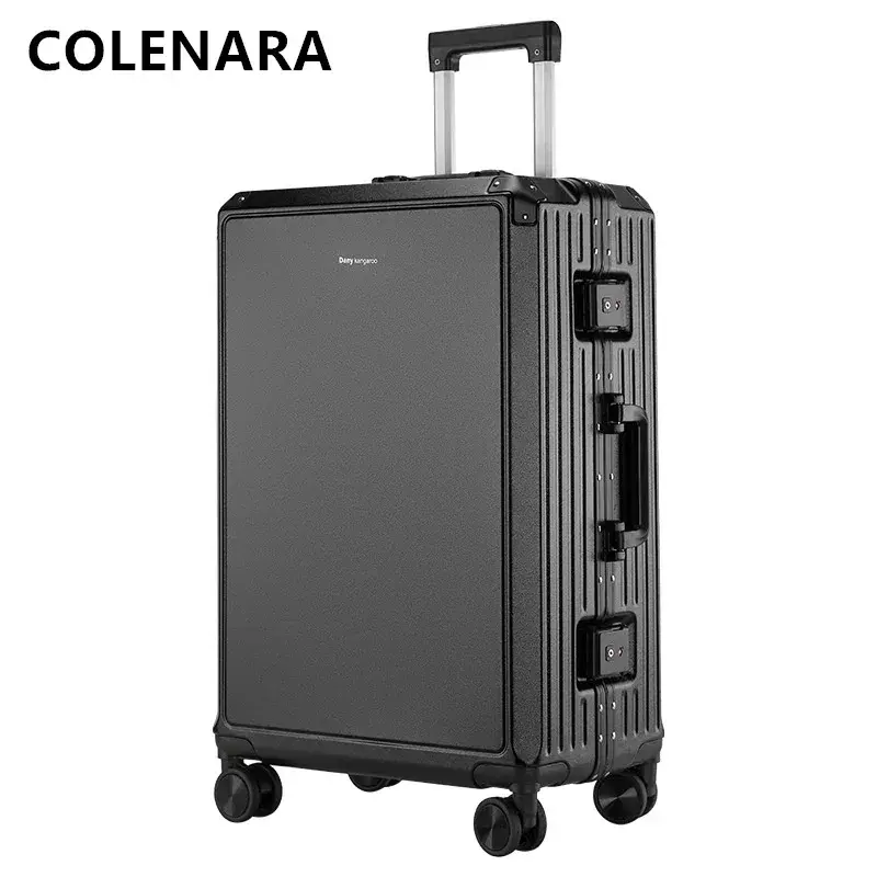 男性と女性のためのCOLENARA-PCアルミニウムフレーム付きスーツケース,20インチ,男性と女性のためのユニバーサルホイールケース