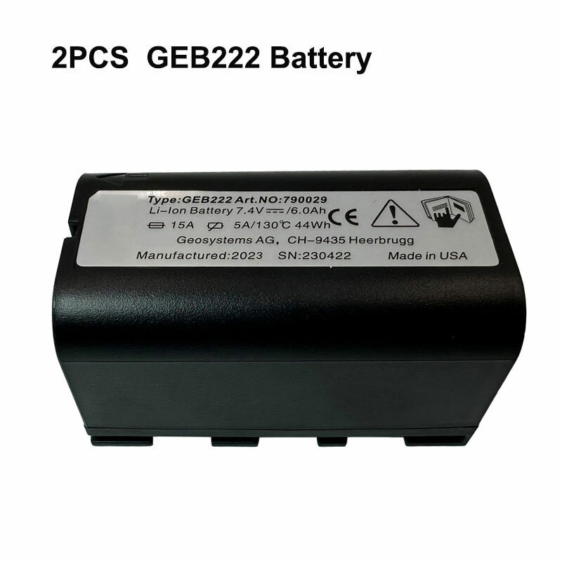 測量機器用geb222バッテリー、atx1200、gps1200、grx1200、総ステーション、7.4v、6000mah、リチウム用バッテリー、2個