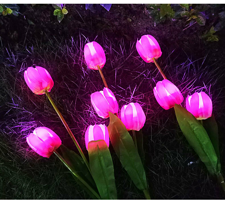 Solar Lawn Lamp  Light LED Simulation Tulip Rose Lily orchid OutdoorGarden Courtyard Park Path Corridor Lawn Decorative Lighting