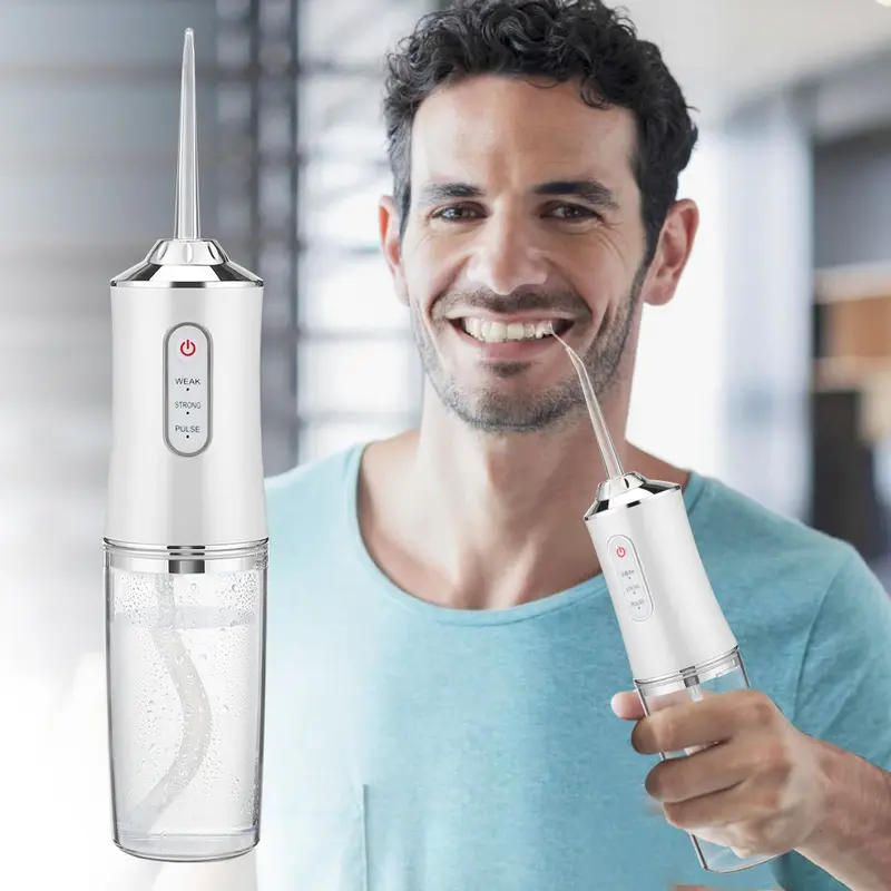 Lavadora bucal recargable por USB, irrigador portátil potente, chorro de agua Dental, 3 modos, 4 chorros para limpieza de dientes, salud