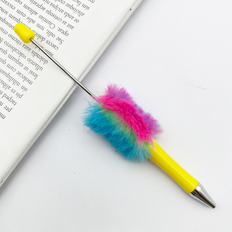 10 шт., цветная плюшевая ручка с бусинами