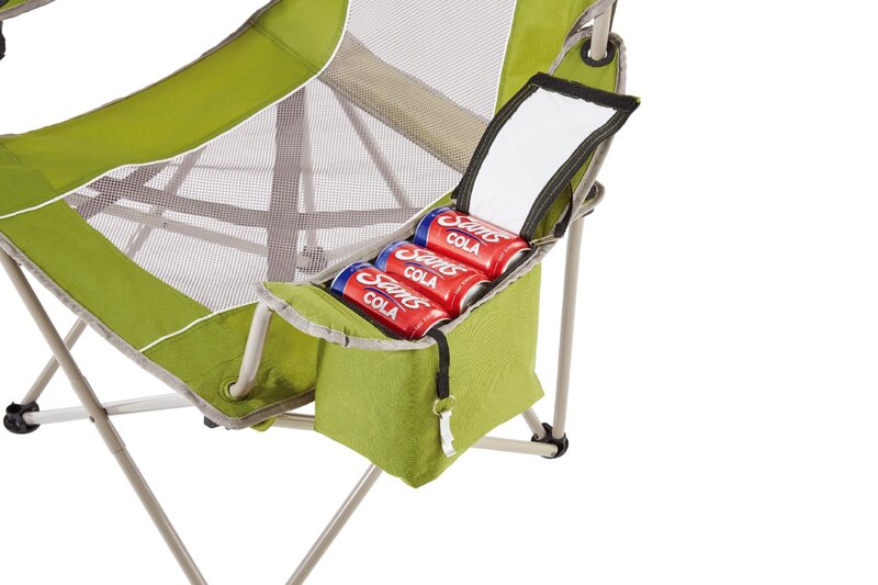 Chaise de camp en maille respirante pour adulte, avec glacière, vert et gris